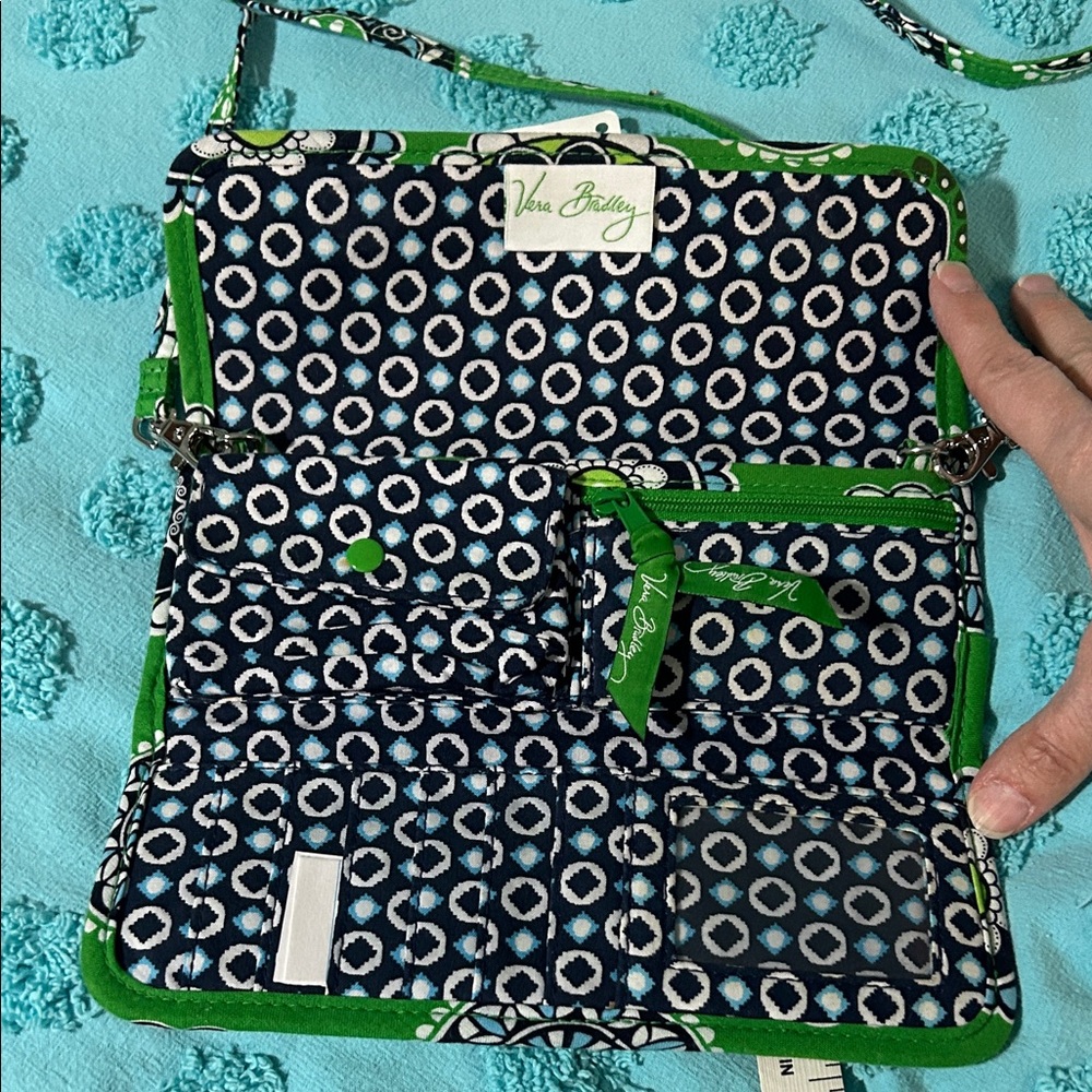 Vera Bradley Green Floral Print Crossbody Wallet - Picture 5 of 7